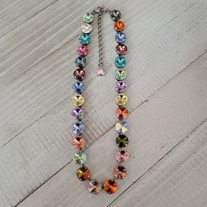 Austrian Crystal Necklace in Antique Silver